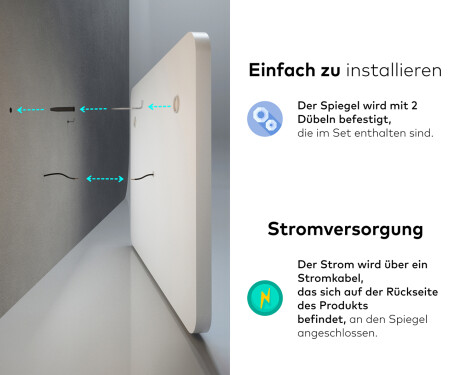 Abgerundeter Badspiegel mit LED Beleuchtung L146 #11