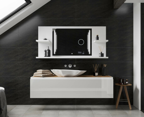 LED Spiegel mit Ablageflächen - L27 #2