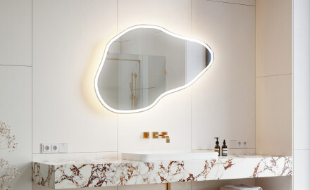 Unregelmäßiger asymmetrischer Spiegel mit LED Beleuchtung P222