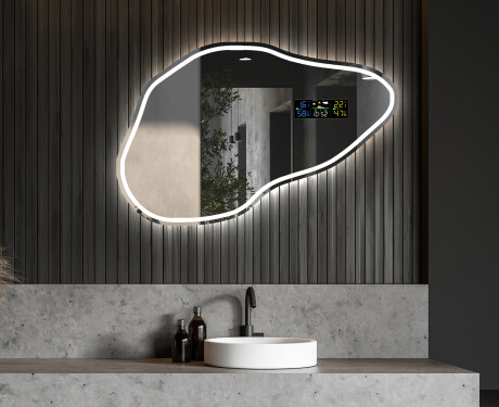 Unregelmäßiger asymmetrischer Spiegel mit LED Beleuchtung P223 #6