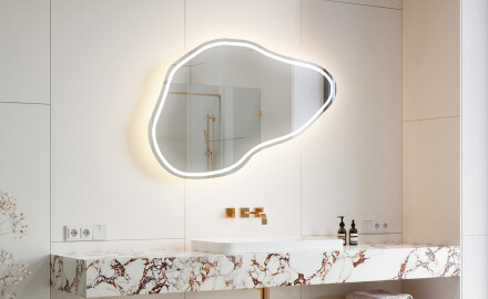 Unregelmäßiger asymmetrischer Spiegel mit LED Beleuchtung P223