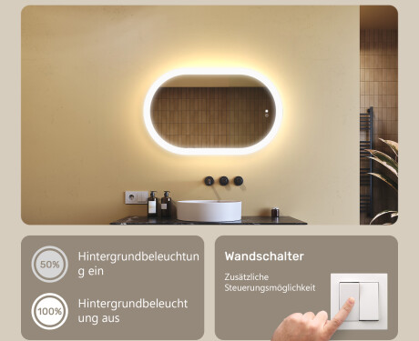 Beleuchteter Badezimmerspiegel, zweifarbig, Touch‑Schalter, Heizmatte #4