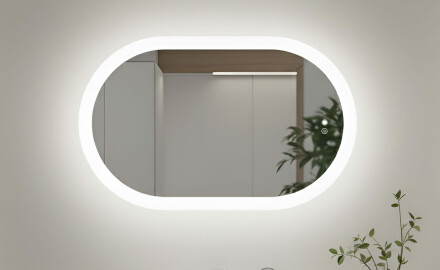 Beleuchteter Badezimmerspiegel, zweifarbig, Touch‑Schalter, Heizmatte