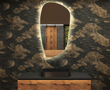 Unregelmäßiger asymmetrischer Spiegel mit LED Beleuchtung I221