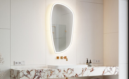 Unregelmäßiger asymmetrischer Spiegel mit LED Beleuchtung I222