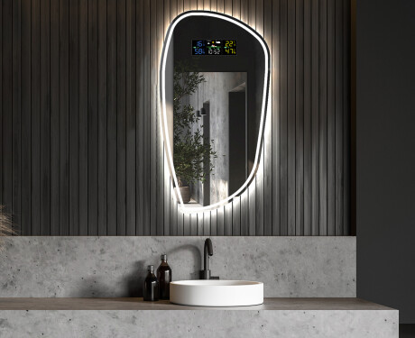 Unregelmäßiger asymmetrischer Spiegel mit LED Beleuchtung I223 #6