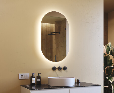 Badspiegel mit LED Beleuchtung 50x80cm mit kaltem LED-Licht 7000K, warmem Licht 3000K oder neutralem Licht 4500K