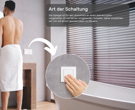 Badspiegel mit LED Beleuchtung 50x80cm mit kaltem LED-Licht 7000K, warmem Licht 3000K oder neutralem Licht 4500K #4