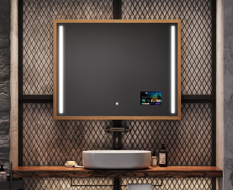 Spiegel mit Rahmen und LED Industrial Beleuchtung FrameLine L02 #1