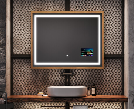Spiegel mit Rahmen und LED Industrial Beleuchtung FrameLine L15