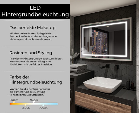 Spiegel mit Rahmen und LED Industrial Beleuchtung FrameLine L15 #4