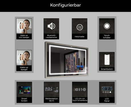 Spiegel mit Rahmen und LED Industrial Beleuchtung FrameLine L15 #7