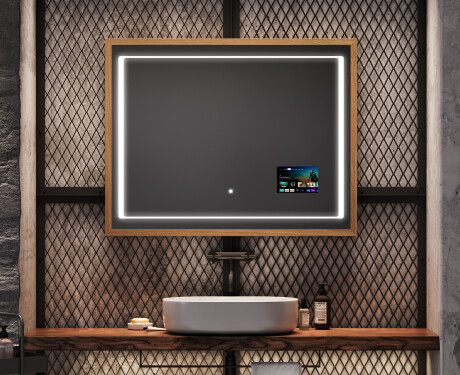 Spiegel mit Rahmen und LED Industrial Beleuchtung FrameLine L61