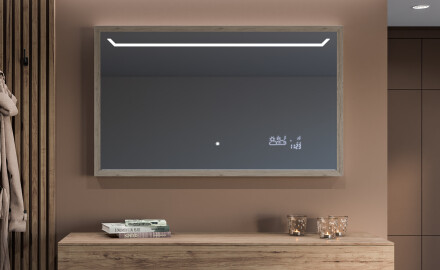 Spiegel mit Rahmen und LED Industrial Beleuchtung FrameLine L128