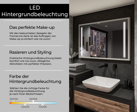 Spiegel mit Rahmen und LED Industrial Beleuchtung FrameLine L131 #4