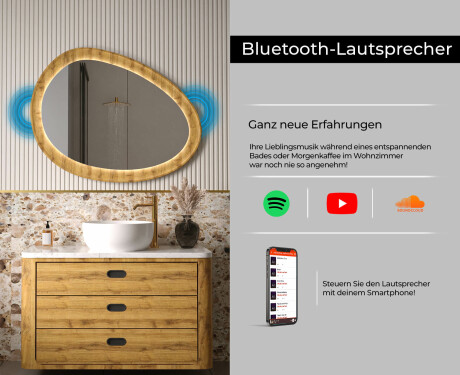 Unregelmäßiger Spiegel in einem Eichenrahmen mit LED-Beleuchtung #7
