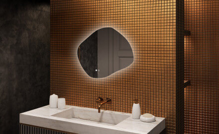 Badezimmerspiegel mit Beleuchtung, zweifarbig, Touch‑Schalter, Heizmatte
