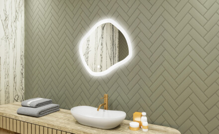 Badezimmerspiegel mit Beleuchtung, Dual-Farbtemperatur, Touch-Schalter, Heizmatte