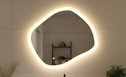 Badezimmerspiegel mit Beleuchtung, Dual-Farbtemperatur, Touch-Schalter, Heizmatte