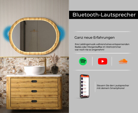 Ovaler Spiegel in einem Eichenrahmen mit LED-Beleuchtung #7