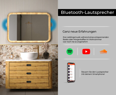 Abgerundeter Spiegel in einem Eichenrahmen mit LED-Beleuchtung #7