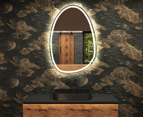 Unregelmäßiger asymmetrischer Spiegel mit LED Beleuchtung SF222