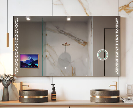 Moderner LED-Spiegel mit iPad Displine L38 Rahmen