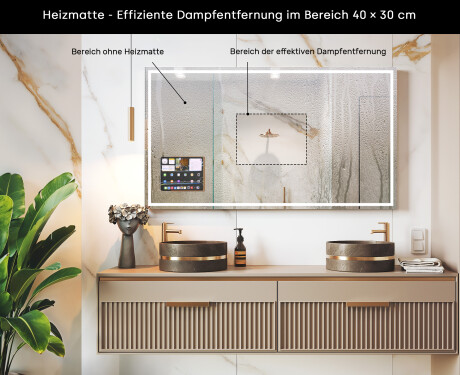 Rechteckiger smarter LED-Spiegel von Apple mit Displine L49 Rahmen #7