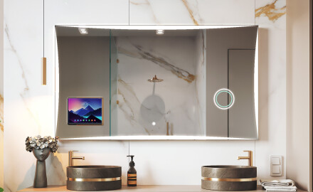 Rechteckiger smarter LED-Spiegel von Apple mit Displine L77 Rahmen