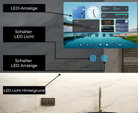 Intelligenter Abgerundeter LED-Badezimmerspiegel SmartScreen 21,5” #2