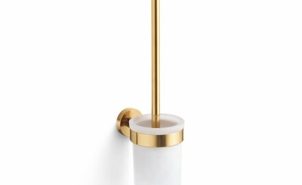 CLASSIC – Hängende Toilettenbürste / Behälter aus mattem Glas / Goldglanz