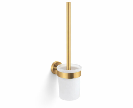CLASSIC – Hängende Toilettenbürste / Behälter aus mattem Glas / goldfarben, gebürstet
