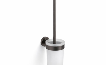 CLASSIC – Hängende Toilettenbürste / Behälter aus mattem Glas / gebürstetes Graphit
