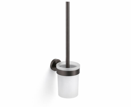 CLASSIC – Hängende Toilettenbürste / Behälter aus mattem Glas / gebürstetes Graphit