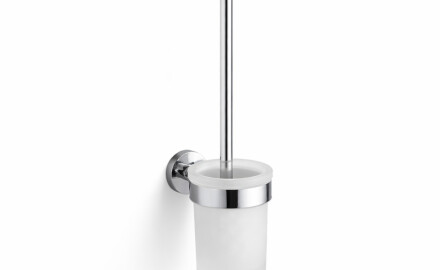 CLASSIC – Hängende Toilettenbürste / Behälter aus mattem Glas / Chrom