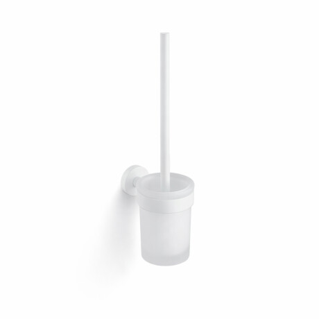 CLASSIC – Hängende Toilettenbürste / Behälter aus mattem Glas / mattweiß #1