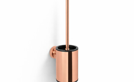 CLASSIC – Niedrige hängende Toilettenbürste / Metallbehälter, Einsatz aus Kunststoff / Roségold-Glanz