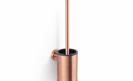 CLASSIC – Niedrige hängende Toilettenbürste / Metallbehälter, Einsatz aus Kunststoff / Roségold, gebürstet