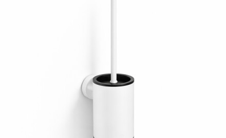 CLASSIC – Niedrige hängende Toilettenbürste / Metallbehälter, Einsatz aus Kunststoff / mattweiß