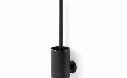 CLASSIC – Niedrige hängende Toilettenbürste / Metallbehälter, Silikonbürstenkopf / mattschwarz