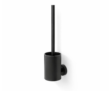 CLASSIC – Niedrige hängende Toilettenbürste / Metallbehälter, Silikonbürstenkopf / mattschwarz