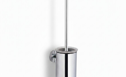 CLASSIC – Niedrige hängende Toilettenbürste / Metallbehälter, Glasaufsatz / Chrom