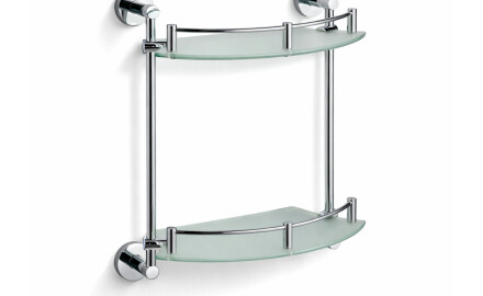 CLASSIC – Halbrundes Doppelregal / Chrom, mattes Glas