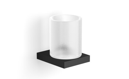 KOBE – Halterung mit Becher / mattschwarz, mattes Glas