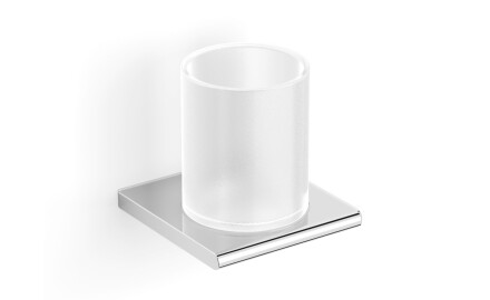 MILANO – Halterung mit Becher / Chrom, mattes Glas