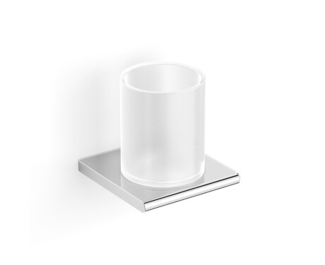 MILANO – Halterung mit Becher / Chrom, mattes Glas
