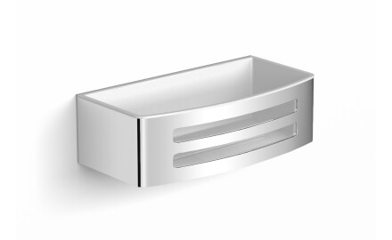 Korb 22x11x6 / weißer Kunststoffeinsatz / polierter Stahl