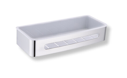 Korb 29 x 12 x 5,5 / polierter Stahl / weißer Kunststoffeinsatz