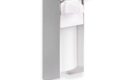 Desinfektionsmittelspender 0,5 l mit Ellbogenknopf / mattes Aluminium
