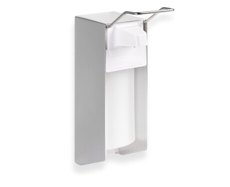 Desinfektionsmittelspender 0,5 l mit Ellbogenknopf / mattes Aluminium